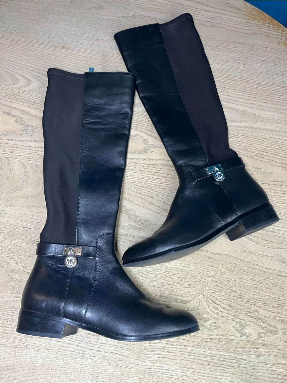 Michael Kors Hamilton Classic Black Leather Knee High Riding Boots Womens Size 7